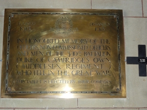Memorial to 3/10th Battalion Duke of Cambridge's Own Middlesex Regiment